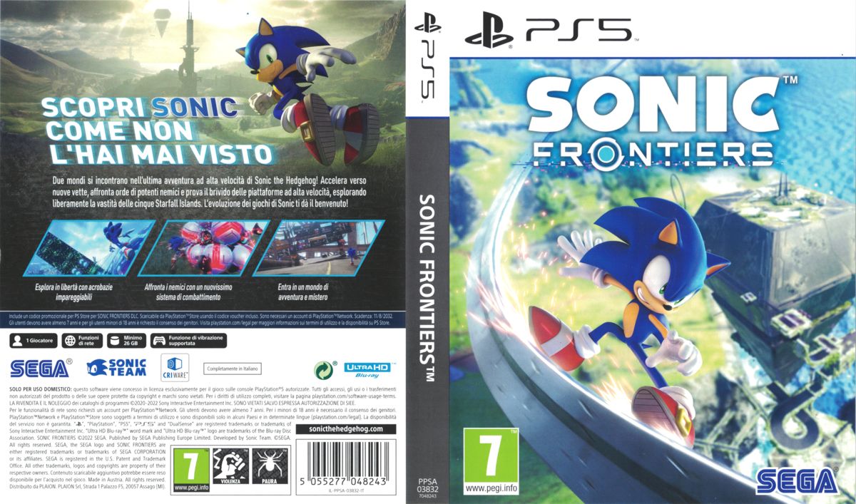 Sonic Frontiers box art for Playstation 5